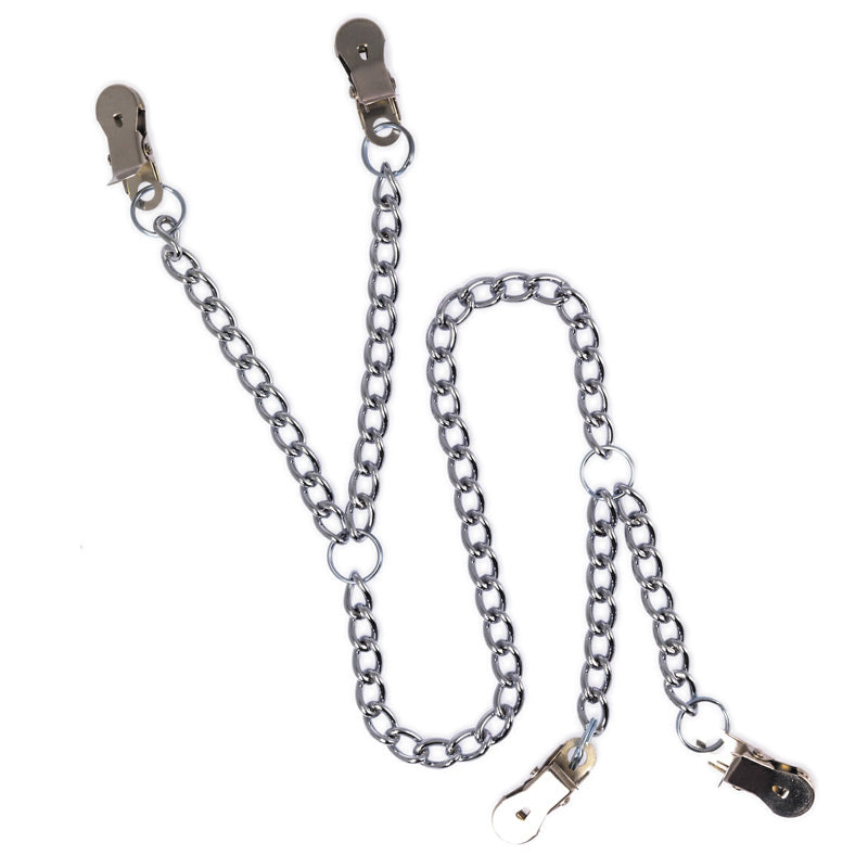 Nipple To Labia Clamps With Chain - Connected Devotion