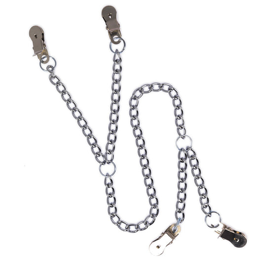 Nipple To Labia Clamps With Chain - Connected Devotion