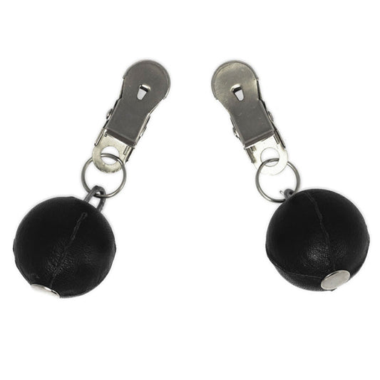 Nipple Clamps With Round Black Weights - Weighted Devotion