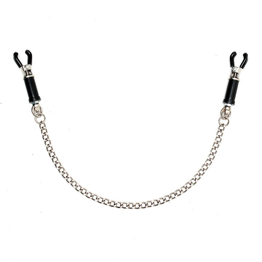 Silver Nipple Clamps With 12" Chain - Twist Devotion